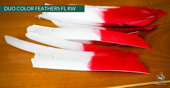 TURKEY FEATHERS DUO COLORED SOLD PER DOZEN RIGHT WING-Feathers-Fairbow-Red 'n' white-Fairbow
