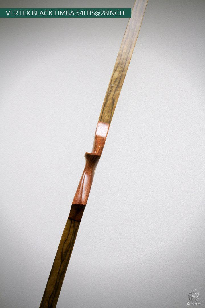 VERTEX, 54 LBS REFLEX DEFLEX AMERICAN LONGBOW, BLACK LIMBA AND BAMBOO-Bow-Fairbow-Fairbow