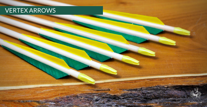 VERTEX ARROWS WOODEN PAINTED SHAFT, 5.5 INCH VERTEX FEATHERS SHAPE SET OF 6-Arrow-Fairbow-Fairbow