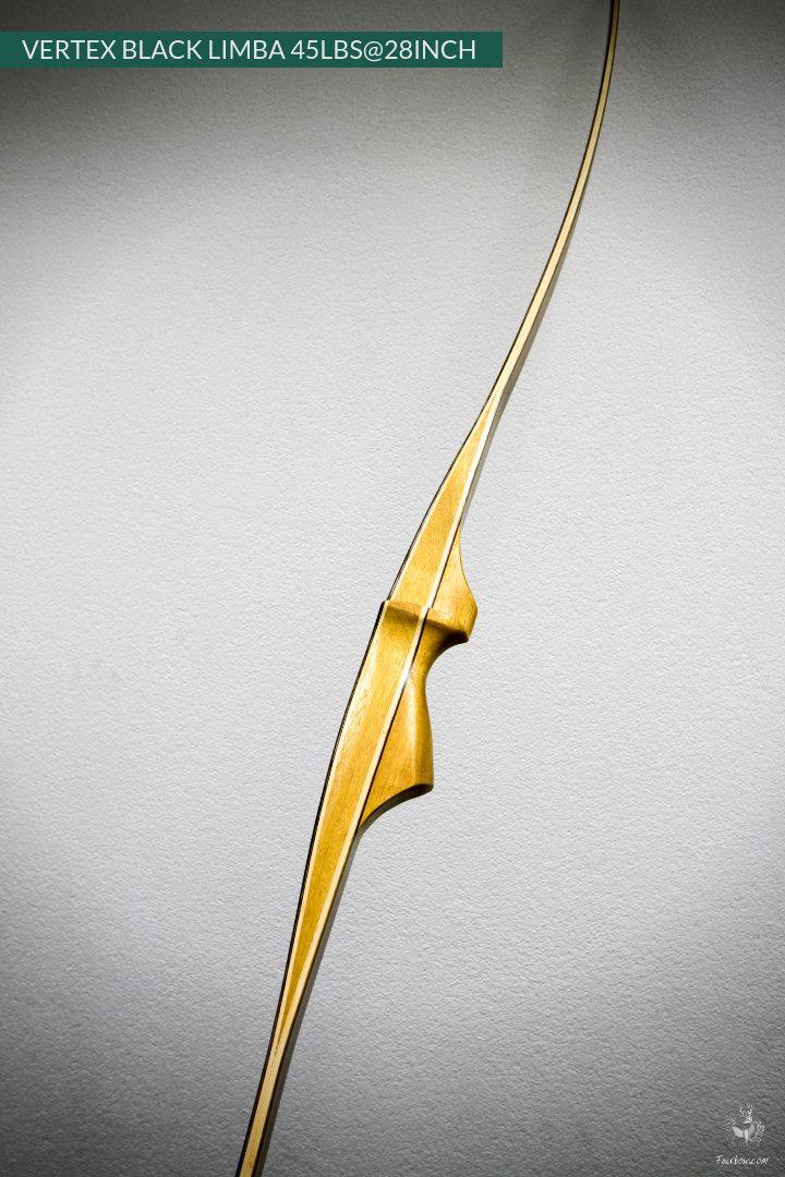 Vertex, 45 lbs Reflex deflex American Longbow, Black Limba and Bamboo-Bow-Fairbow-Fairbow