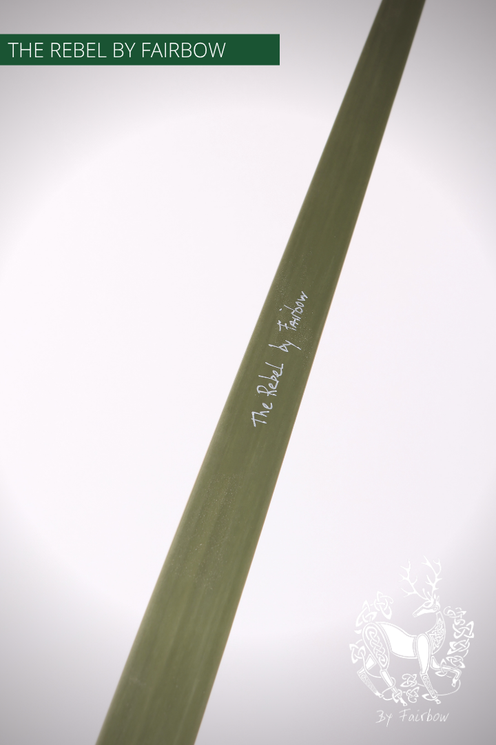 THE REBEL BOW 41@28 GREEN GLASS, YEW RISER, BAMBOO CORES