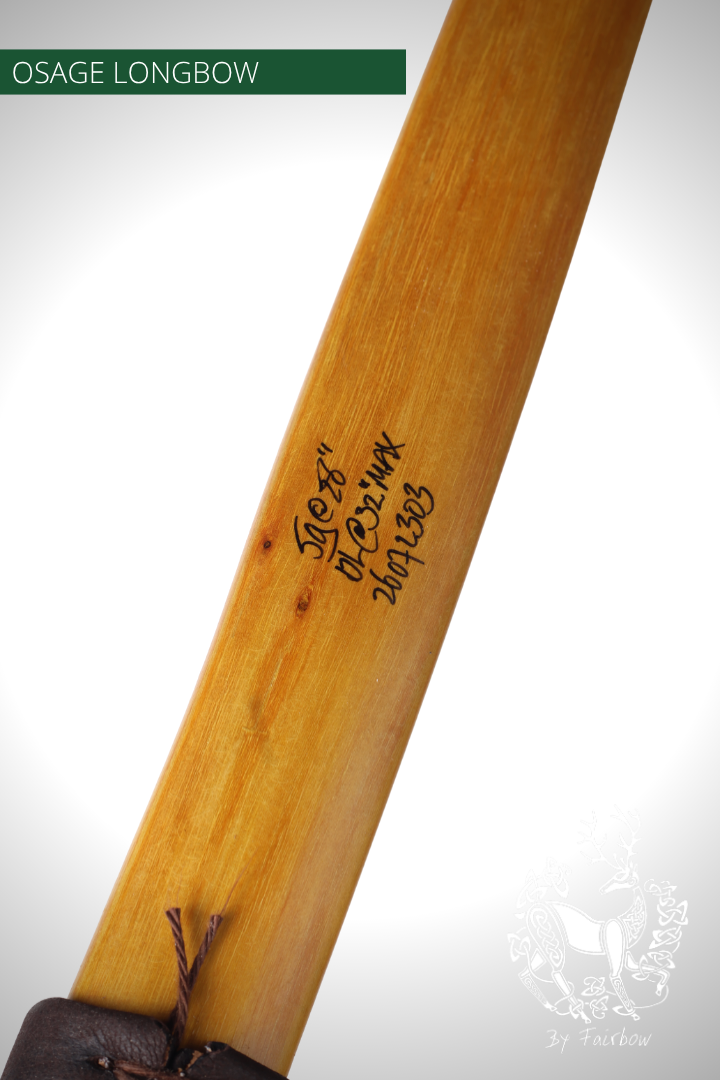 OSAGE SELFBOW,ENGLISH LONGBOW 74 INCH NTN, 59 LBS
