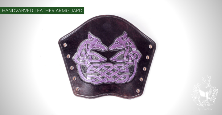 CARVED LEATHER ARMGUARD (PURPLE SNAKES)-Protection-Fairbow-Fairbow