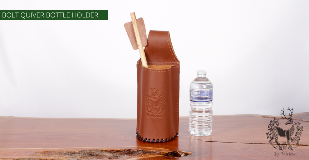 CROSSBOW BOLTS QUIVER (BROWN LEATHER) BOTTLE HOLDER-Quiver-Fairbow-Fairbow