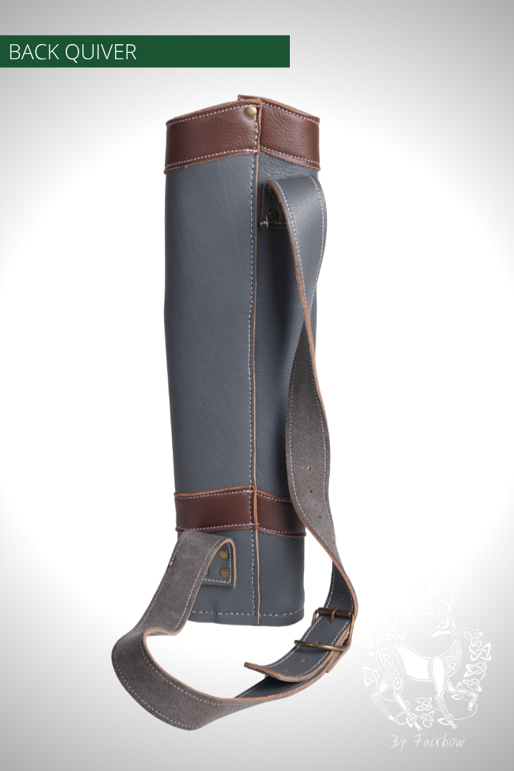 DARK BROWN AND BLUE BACK QUIVER , WITH BELT-Quiver-Fairbow-Fairbow