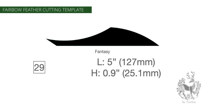 FEATHER CUTTING TEMPLATE PRE-GLUE (1-40)-Tool-Fairbow-Left wing-Fantasy Legolas 5" no.29-Fairbow