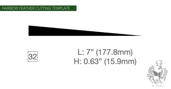 FEATHER CUTTING TEMPLATE PRE-GLUE (1-40)-Tool-Fairbow-Left wing-High medieval 7" no.32-Fairbow