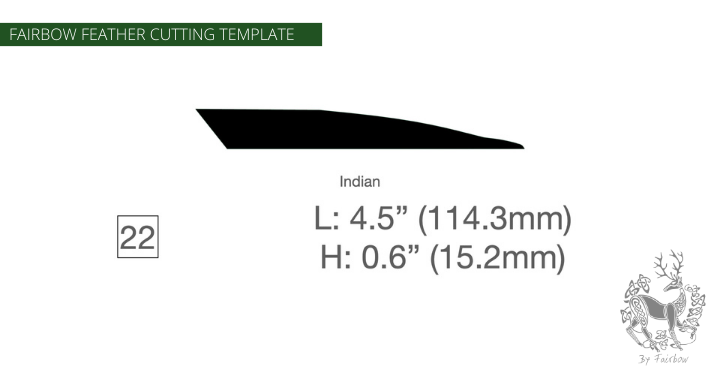 FEATHER CUTTING TEMPLATE PRE-GLUE (1-40)-Tool-Fairbow-Left wing-Indian 4.5" no. 22-Fairbow