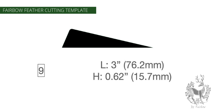 FEATHER CUTTING TEMPLATE PRE-GLUE (1-40)-Tool-Fairbow-Left wing-Shield 3" no.9-Fairbow