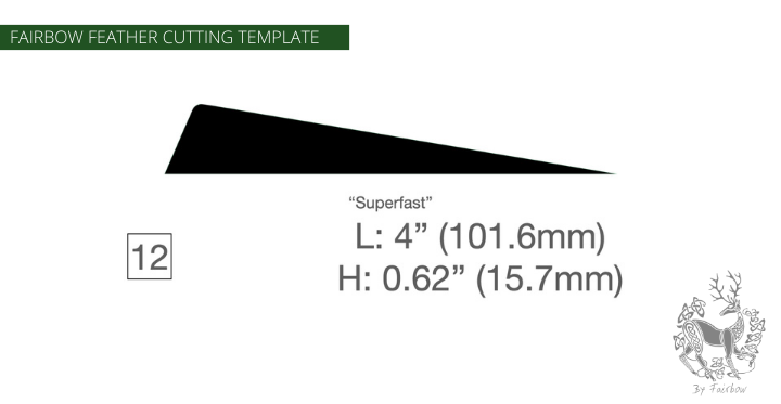 FEATHER CUTTING TEMPLATE PRE-GLUE (1-40)-Tool-Fairbow-Left wing-Super fast profile 4" no.12-Fairbow