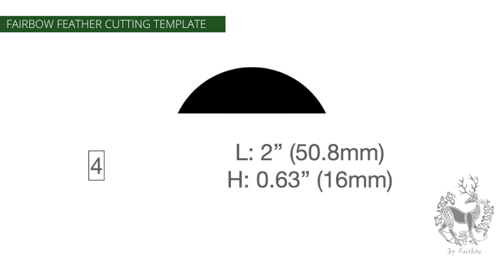 FEATHER CUTTING TEMPLATE PRE-GLUE (1-40)-Tool-Fairbow-Right wing-Banana 2" no.4-Fairbow