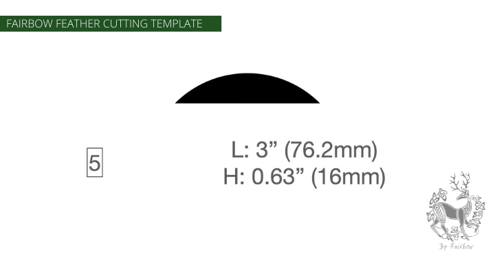 FEATHER CUTTING TEMPLATE PRE-GLUE (1-40)-Tool-Fairbow-Right wing-Banana 3" no.5-Fairbow