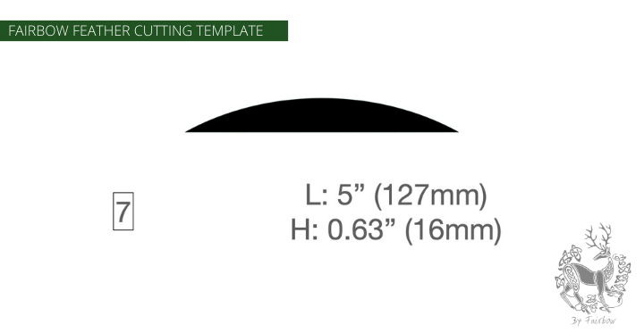 FEATHER CUTTING TEMPLATE PRE-GLUE (1-40)-Tool-Fairbow-Right wing-Banana 5" no.7-Fairbow