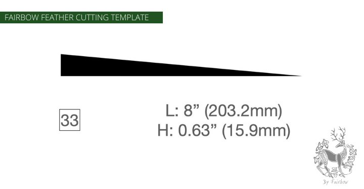 FEATHER CUTTING TEMPLATE PRE-GLUE (1-40)-Tool-Fairbow-Right wing-High medieval 8" no.33-Fairbow