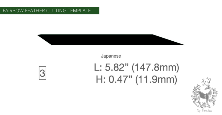 FEATHER CUTTING TEMPLATE PRE-GLUE (1-40)-Tool-Fairbow-Right wing-Japanese no.3-Fairbow