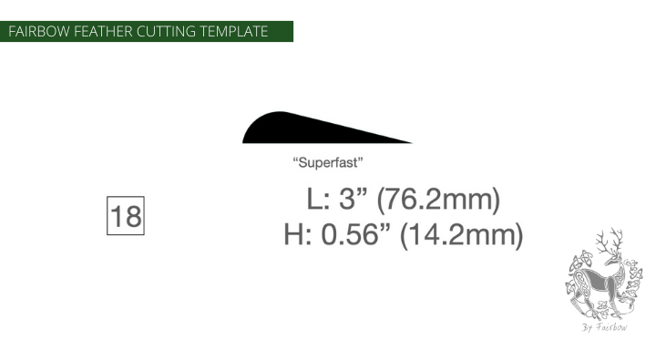 FEATHER CUTTING TEMPLATE PRE-GLUE (1-40)-Tool-Fairbow-Right wing-Parabolic super fast 3" no.18-Fairbow