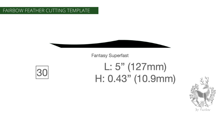 FEATHER CUTTING TEMPLATE PRE-GLUE (1-40)-Tool-Fairbow-Right wing-SF fantasy Legolas 5" no.30-Fairbow