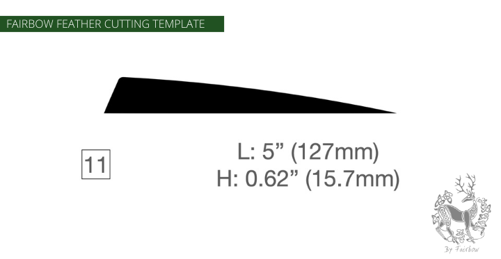 FEATHER CUTTING TEMPLATE PRE-GLUE (1-40)-Tool-Fairbow-Right wing-Shield 5" no.11-Fairbow