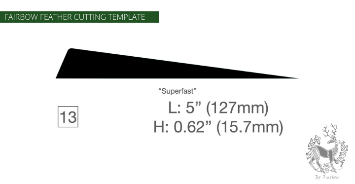 FEATHER CUTTING TEMPLATE PRE-GLUE (1-40)-Tool-Fairbow-Right wing-Super fast profile 5" no. 13-Fairbow