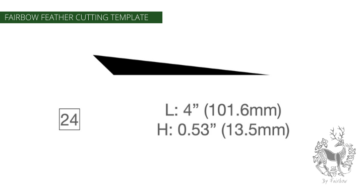 FEATHER CUTTING TEMPLATE PRE-GLUE (1-40)-Tool-Fairbow-Right wing-Trailing rear point profile 4" no.24-Fairbow