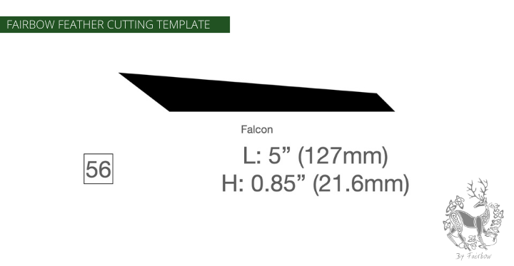 FEATHER CUTTING TEMPLATE PRE-GLUE (41-80)-Tool-Fairbow-Left wing-Falcon 5" no.56-Fairbow