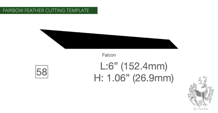 FEATHER CUTTING TEMPLATE PRE-GLUE (41-80)-Tool-Fairbow-Left wing-Falcon 6" no.58-Fairbow