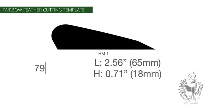 FEATHER CUTTING TEMPLATE PRE-GLUE (41-80)-Tool-Fairbow-Left wing-HM 1, 2.56 inch, no 79b-Fairbow