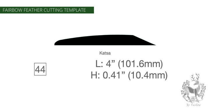 FEATHER CUTTING TEMPLATE PRE-GLUE (41-80)-Tool-Fairbow-Left wing-Katsa 4" no.44-Fairbow