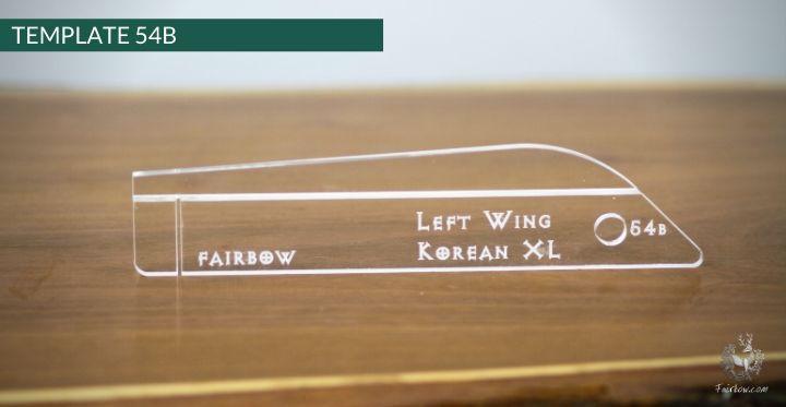 FEATHER CUTTING TEMPLATE PRE-GLUE (41-80)-Tool-Fairbow-Left wing-Korean XL profile 6.2" no.54-Fairbow