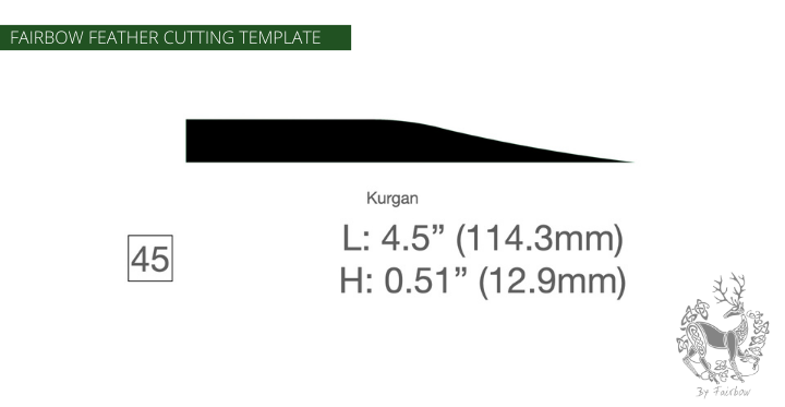 FEATHER CUTTING TEMPLATE PRE-GLUE (41-80)-Tool-Fairbow-Left wing-Kurgan 4.5" no.45-Fairbow