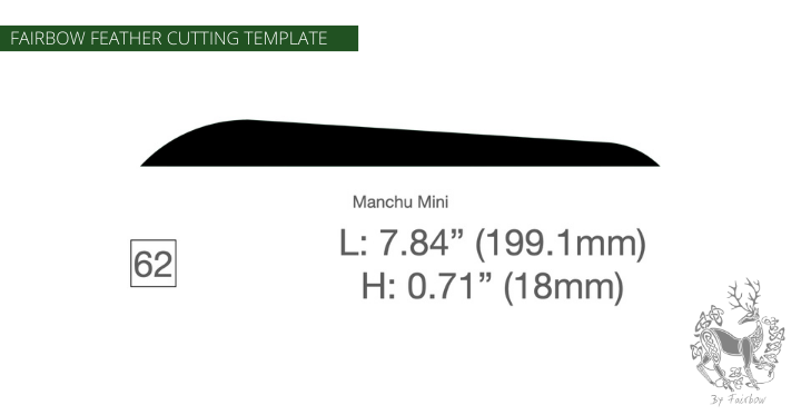 FEATHER CUTTING TEMPLATE PRE-GLUE (41-80)-Tool-Fairbow-Left wing-Manchu mini 7.8" no.62-Fairbow