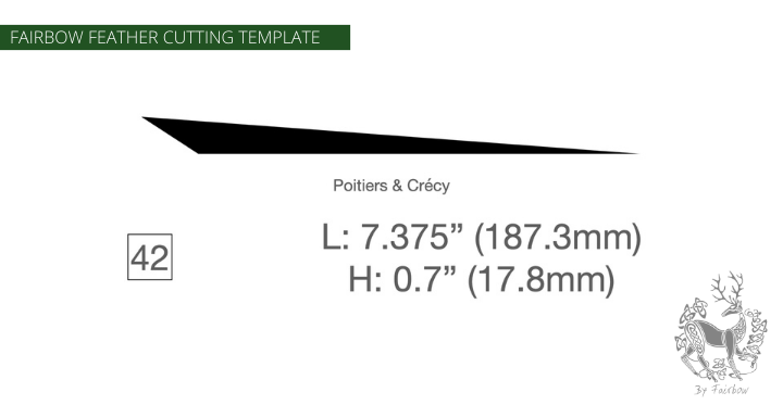 FEATHER CUTTING TEMPLATE PRE-GLUE (41-80)-Tool-Fairbow-Left wing-Poitiers Crecy no.42-Fairbow