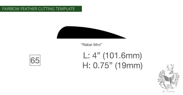 FEATHER CUTTING TEMPLATE PRE-GLUE (41-80)-Tool-Fairbow-Left wing-Rebel mini 4.2" no.65-Fairbow