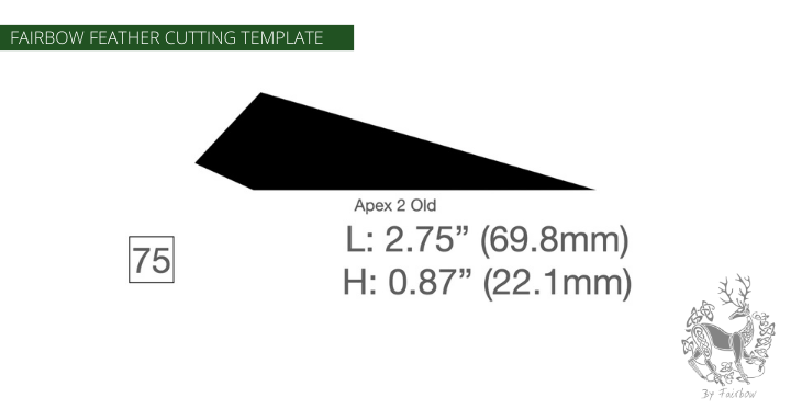 FEATHER CUTTING TEMPLATE PRE-GLUE (41-80)-Tool-Fairbow-Right wing-Apex 2 old, 2.75 inch, no.75-Fairbow