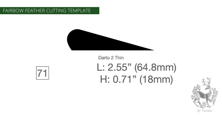 FEATHER CUTTING TEMPLATE PRE-GLUE (41-80)-Tool-Fairbow-Right wing-Darto 2 no.71 2.55 inch-Fairbow