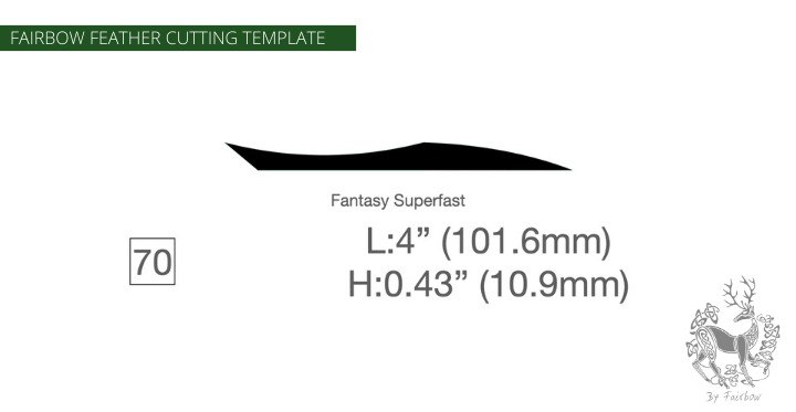 FEATHER CUTTING TEMPLATE PRE-GLUE (41-80)-Tool-Fairbow-Right wing-Fantasy superfast 4" no.70-Fairbow