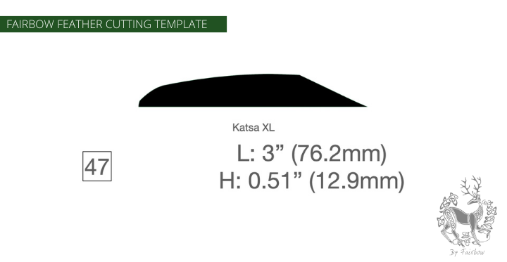 FEATHER CUTTING TEMPLATE PRE-GLUE (41-80)-Tool-Fairbow-Right wing-Katsa XL 3" no.47-Fairbow