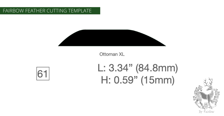 FEATHER CUTTING TEMPLATE PRE-GLUE (41-80)-Tool-Fairbow-Right wing-Ottoman XL 3.3" no.61-Fairbow