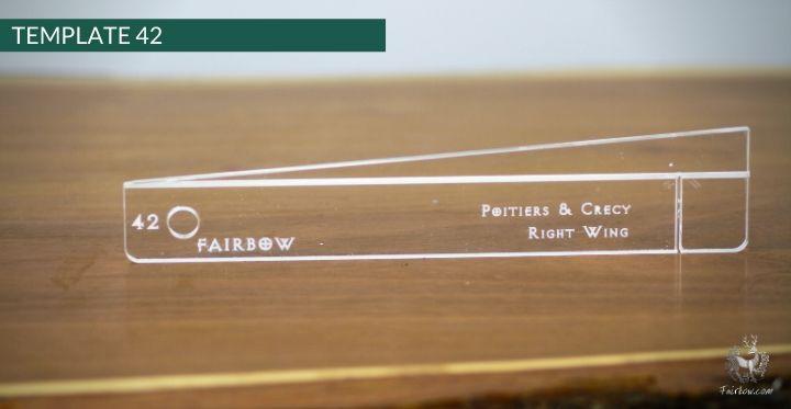 FEATHER CUTTING TEMPLATE PRE-GLUE (41-80)-Tool-Fairbow-Right wing-Poitiers Crecy no.42-Fairbow