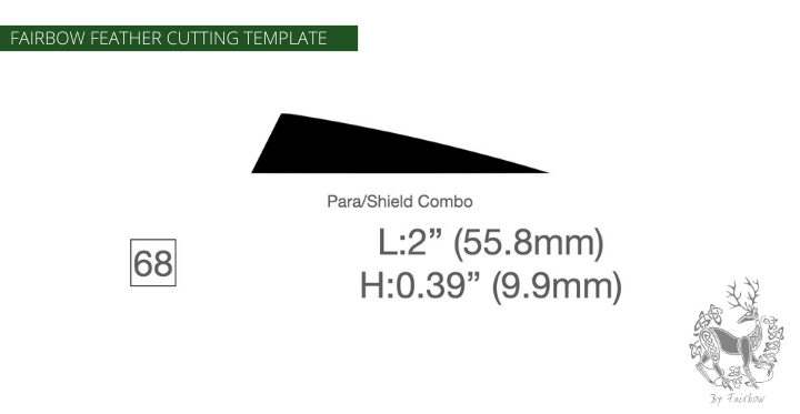 FEATHER CUTTING TEMPLATE PRE-GLUE (41-80)-Tool-Fairbow-Right wing-Shield 50 mm no.68-Fairbow