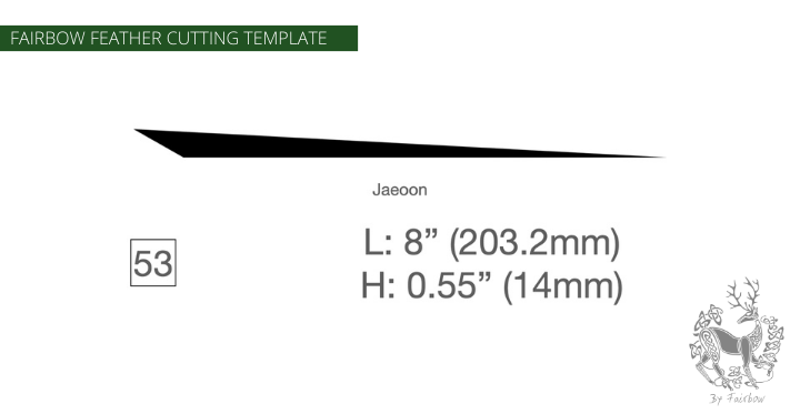 FEATHER CUTTING TEMPLATE PRE-GLUE (41-80)-Tool-Fairbow-Right wing-Trailing rear point profile 8" no.53-Fairbow