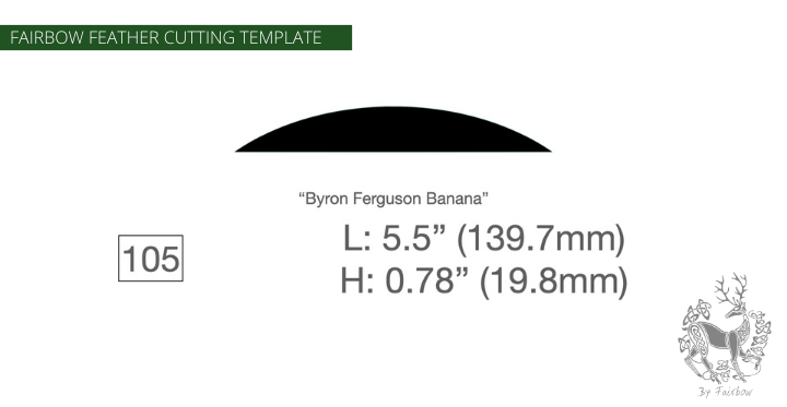 FEATHER CUTTING TEMPLATE PRE-GLUE (81-120)-Tool-Fairbow-Left wing-Byron Ferguson 5.5 inch #2 no. 105 (left and right is same model)-Fairbow