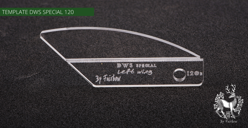 FEATHER CUTTING TEMPLATE PRE-GLUE (81-120)-Tool-Fairbow-Left wing-DWS Special 120b-Fairbow