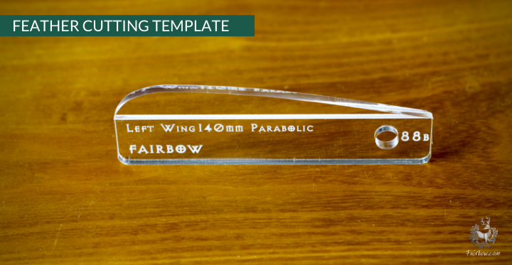 FEATHER CUTTING TEMPLATE PRE-GLUE (81-120)-Tool-Fairbow-Left wing-Flu Flu , 4 inch, no 81-Fairbow