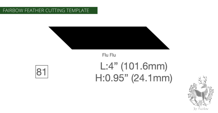 FEATHER CUTTING TEMPLATE PRE-GLUE (81-120)-Tool-Fairbow-Left wing-Flu Flu , 4 inch, no 81-Fairbow