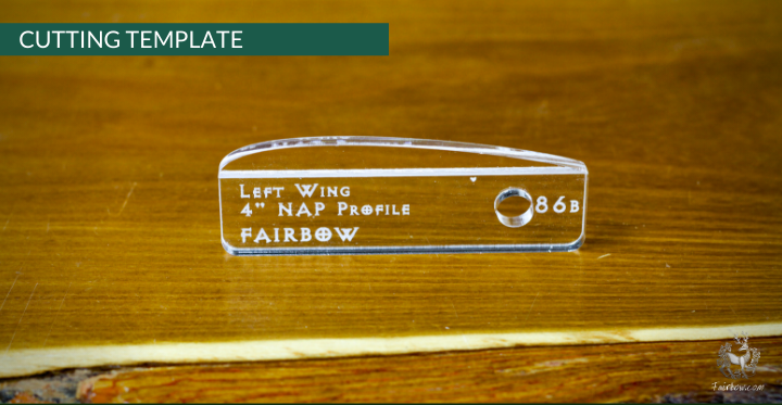 FEATHER CUTTING TEMPLATE PRE-GLUE (81-120)-Tool-Fairbow-Left wing-Flu Flu , 4 inch, no 81-Fairbow