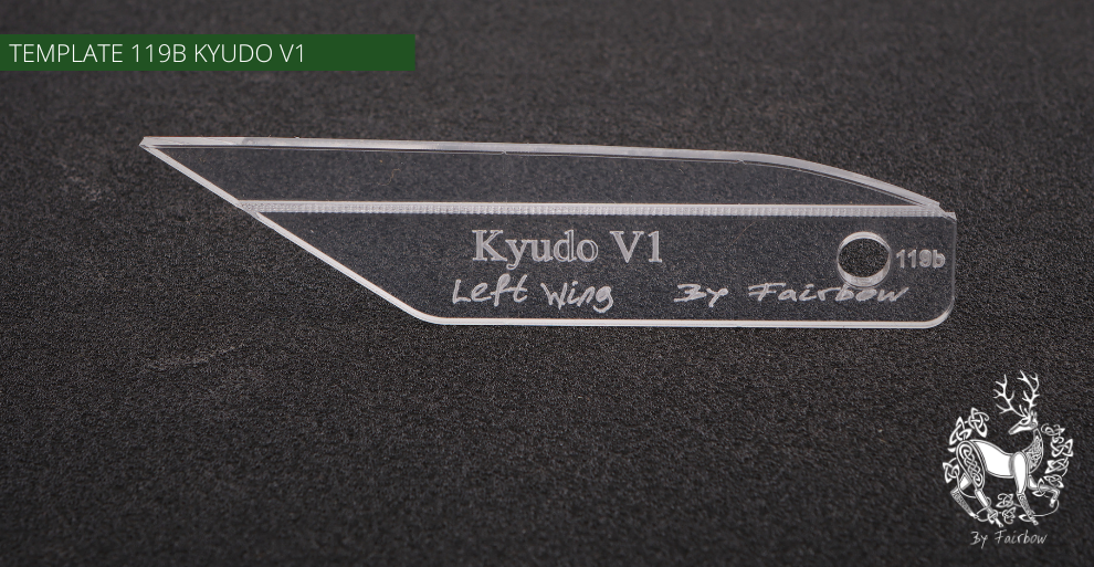 FEATHER CUTTING TEMPLATE PRE-GLUE (81-120)-Tool-Fairbow-Left wing-Kyudo V1 no. 119b-Fairbow