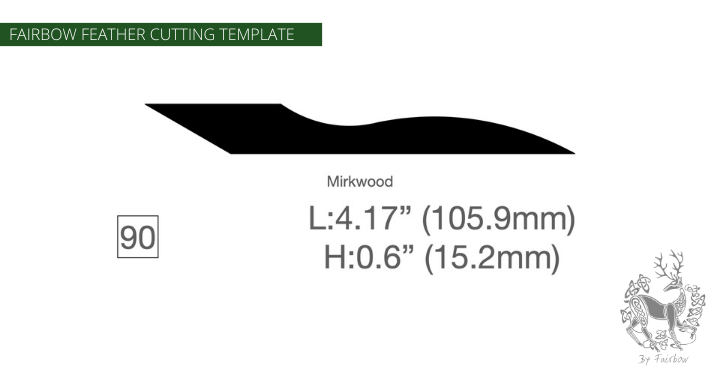 FEATHER CUTTING TEMPLATE PRE-GLUE (81-120)-Tool-Fairbow-Left wing-Mirkwood 4.2 inch TRP nr 90-Fairbow