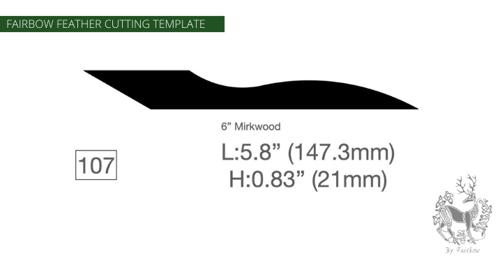 FEATHER CUTTING TEMPLATE PRE-GLUE (81-120)-Tool-Fairbow-Left wing-Mirkwood 6 inch no. 107-Fairbow