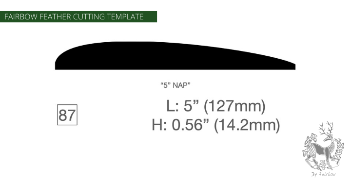 FEATHER CUTTING TEMPLATE PRE-GLUE (81-120)-Tool-Fairbow-Left wing-NAP profile 5 inch no. 87-Fairbow